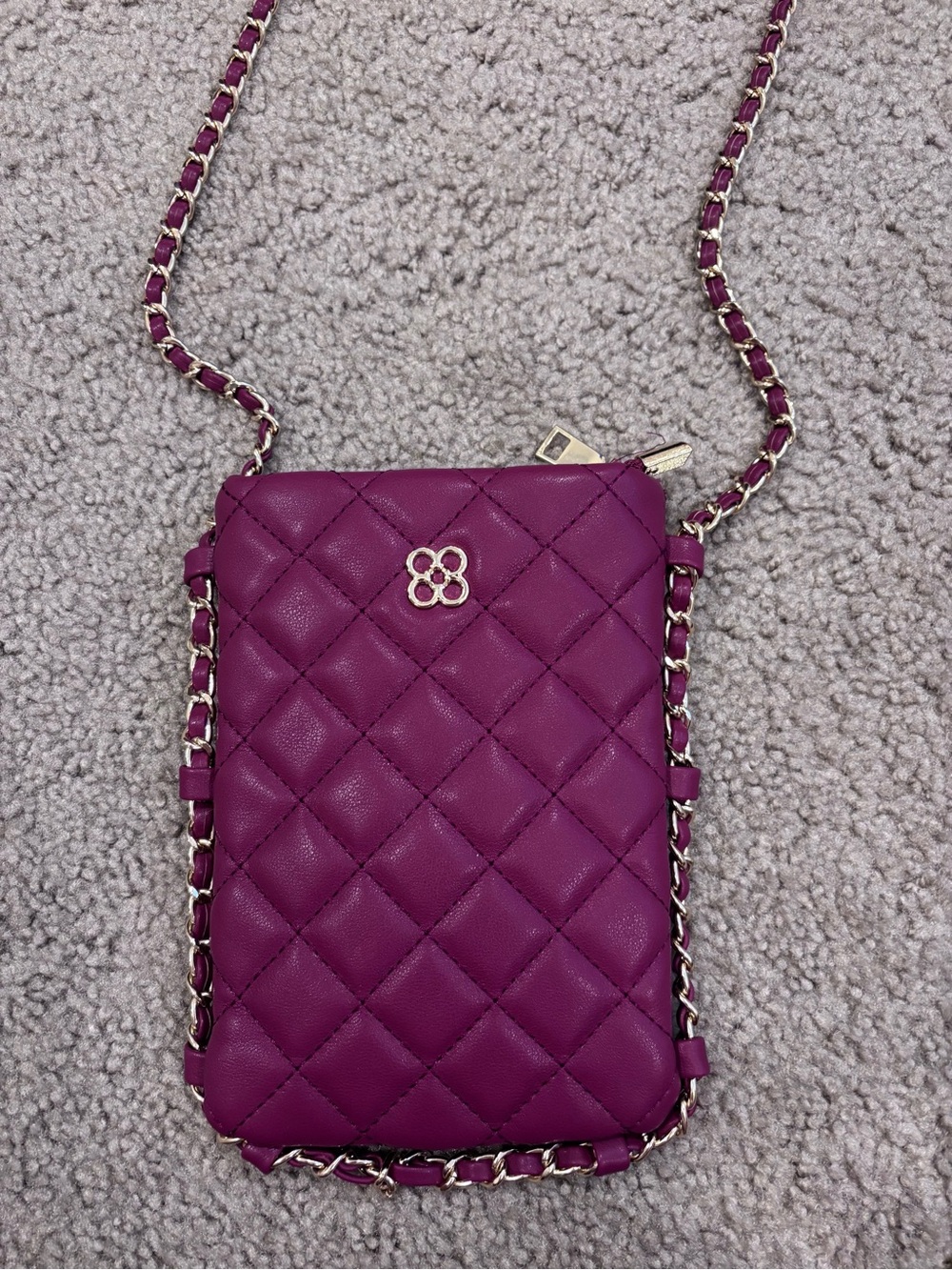 Quilted Magenta Crossbody Bag with Gold Chain